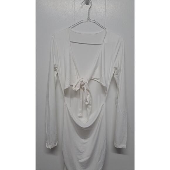 Women's Sexy V Neck Ruched Cutout Long Sleeve Bodycon Club Party Long Dress Sz S - Picture 10 of 15